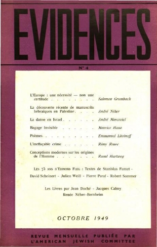 Evidences. N° 04 (Octobre 1949)